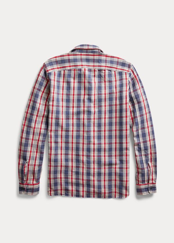 Camisas De Trabajo Ralph Lauren Hombre Azules / Rojos - Plaid Twill - YOAZK3649